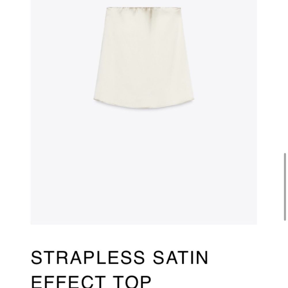 Zara Cream Strapless Satin Top